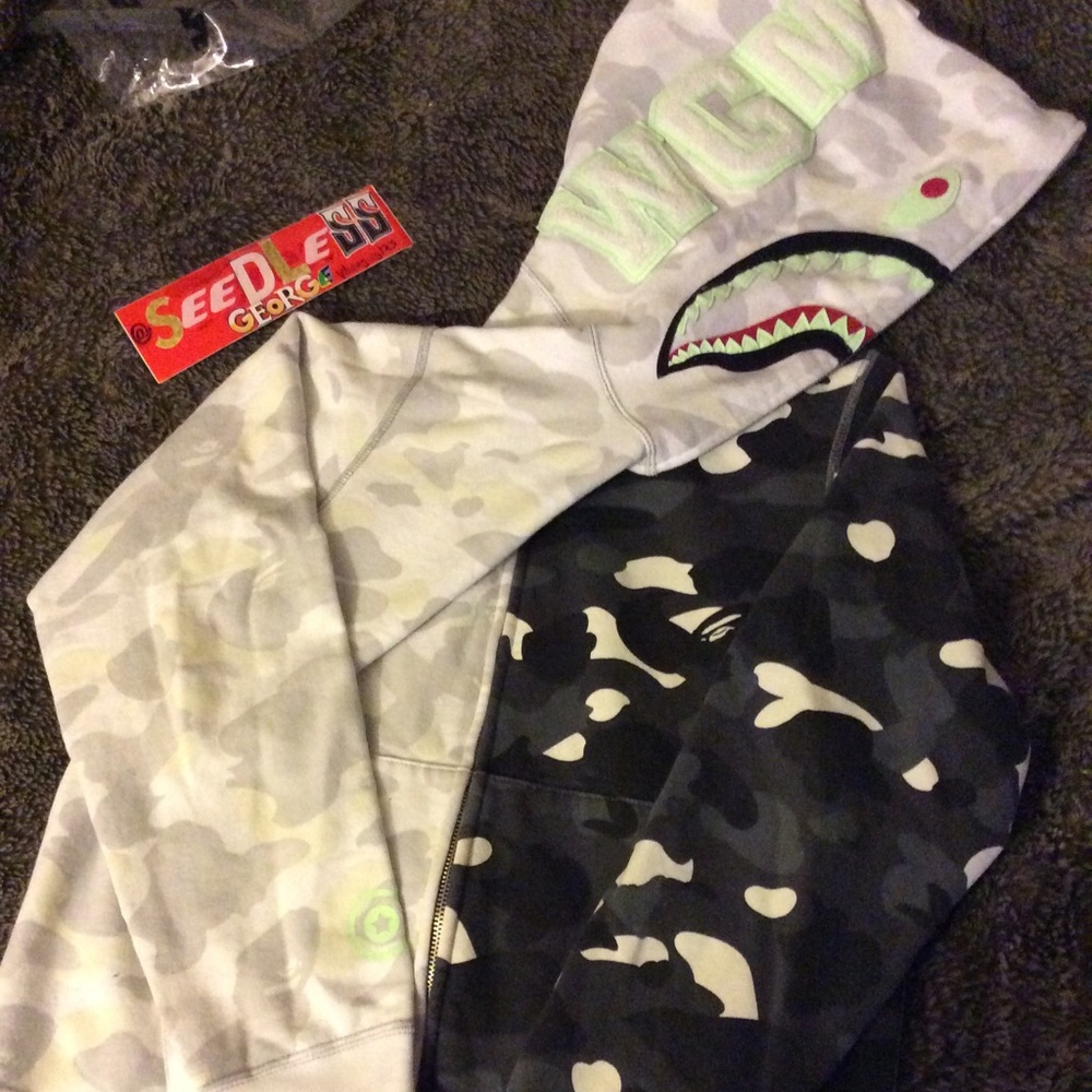 Bape glow in the dark split Camo Shark fullzip